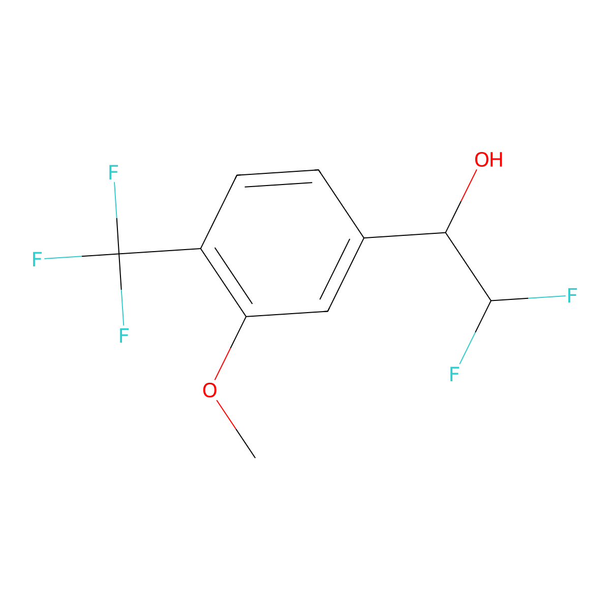 2,2-Difluoro-1-[3-methoxy-4-(trifluoromethyl)phenyl]ethan-1-ol molecular structure, CAS 2228296-27-1