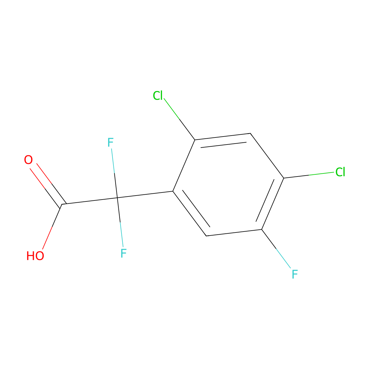 2-(2,4-Dichloro-5-fluorophenyl)-2,2-difluoroacetic acid molecular structure, CAS 2228297-27-4