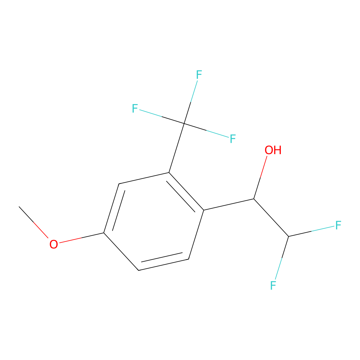 2,2-Difluoro-1-[4-methoxy-2-(trifluoromethyl)phenyl]ethan-1-ol molecular structure, CAS 2228297-73-0