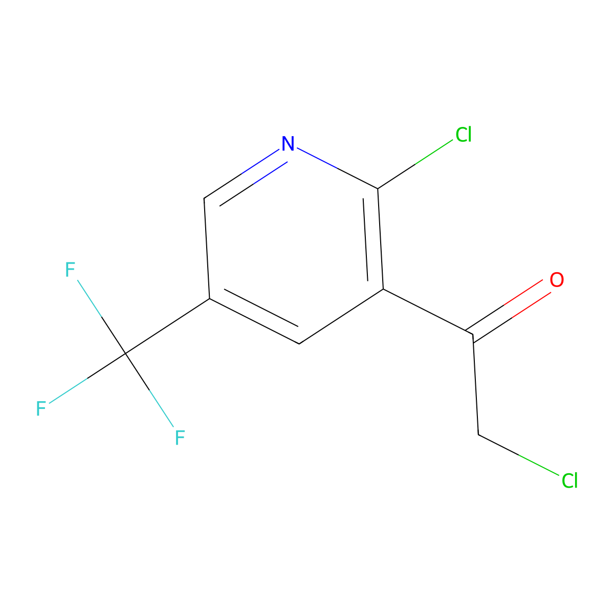 2-Chloro-1-[2-chloro-5-(trifluoromethyl)pyridin-3-yl]ethan-1-one molecular structure, CAS 2228297-95-6