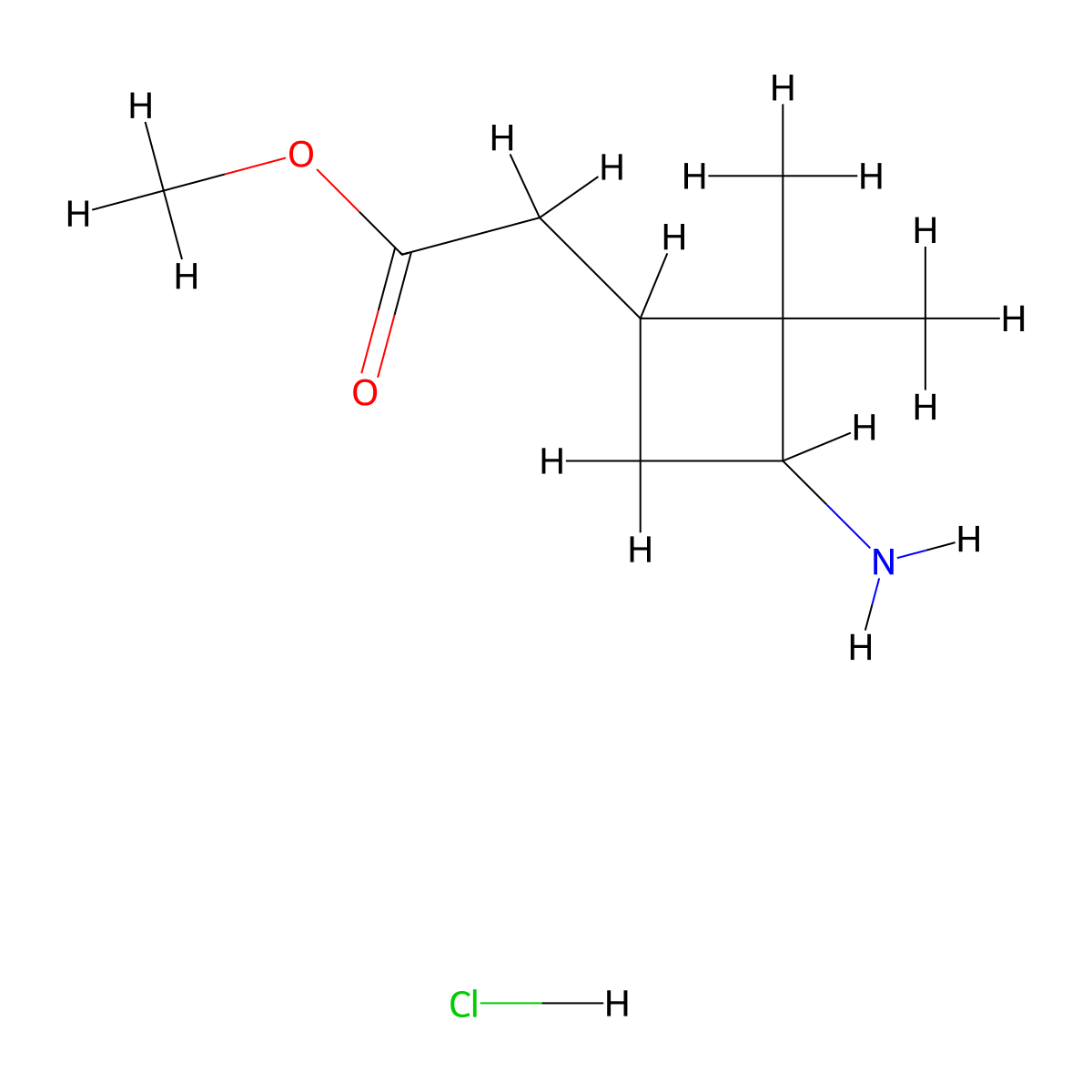 Methyl 2-(3-amino-2,2-dimethylcyclobutyl)acetate hydrochloride molecular structure, CAS 2228301-30-0