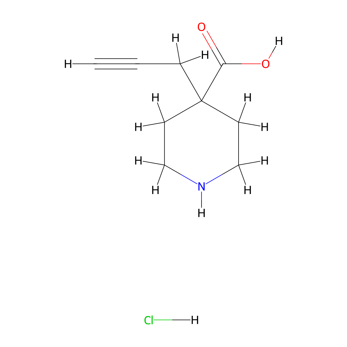 4-(Prop-2-yn-1-yl)piperidine-4-carboxylic acid hydrochloride molecular structure, CAS 2228301-66-2