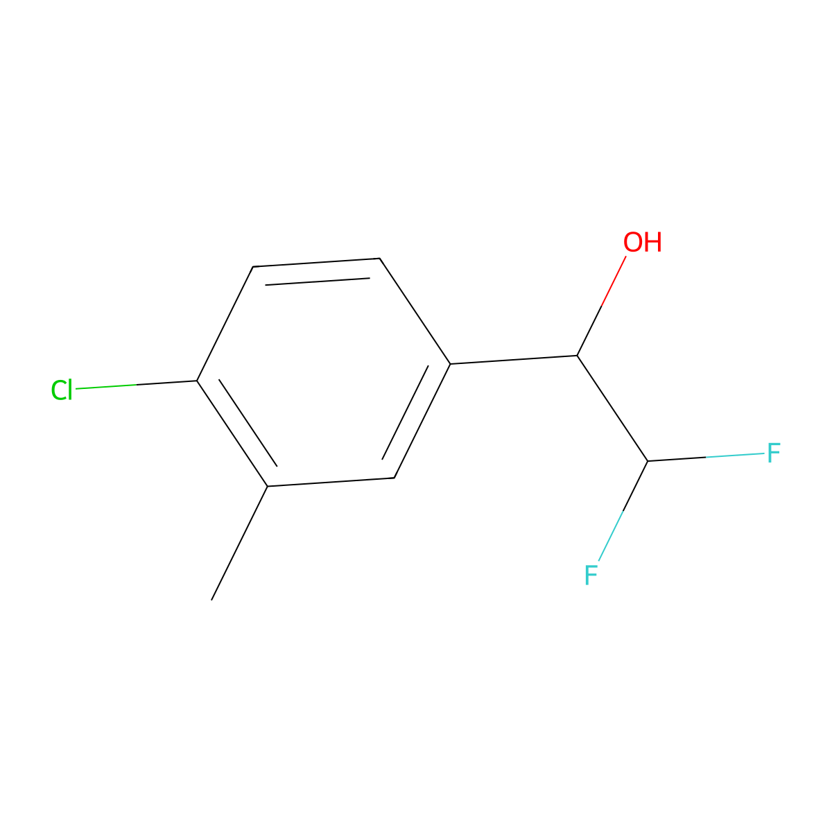 1-(4-Chloro-3-methylphenyl)-2,2-difluoroethan-1-ol molecular structure, CAS 2228302-39-2