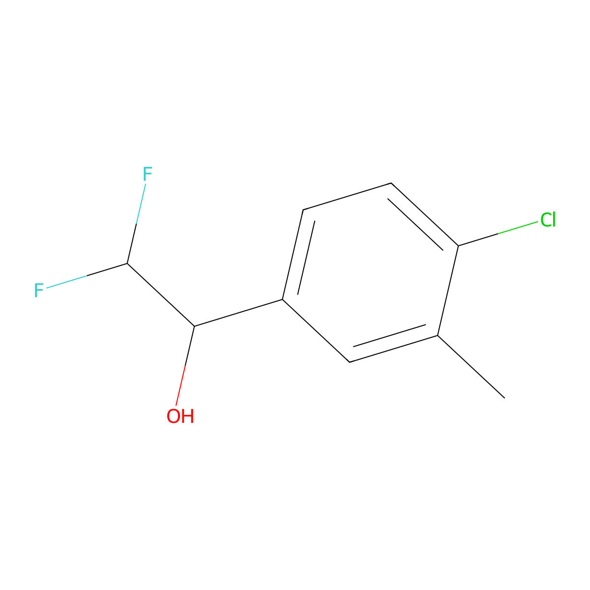 1-(4-Chloro-3-methylphenyl)-2,2-difluoroethan-1-ol molecular structure, CAS 2228302-39-2