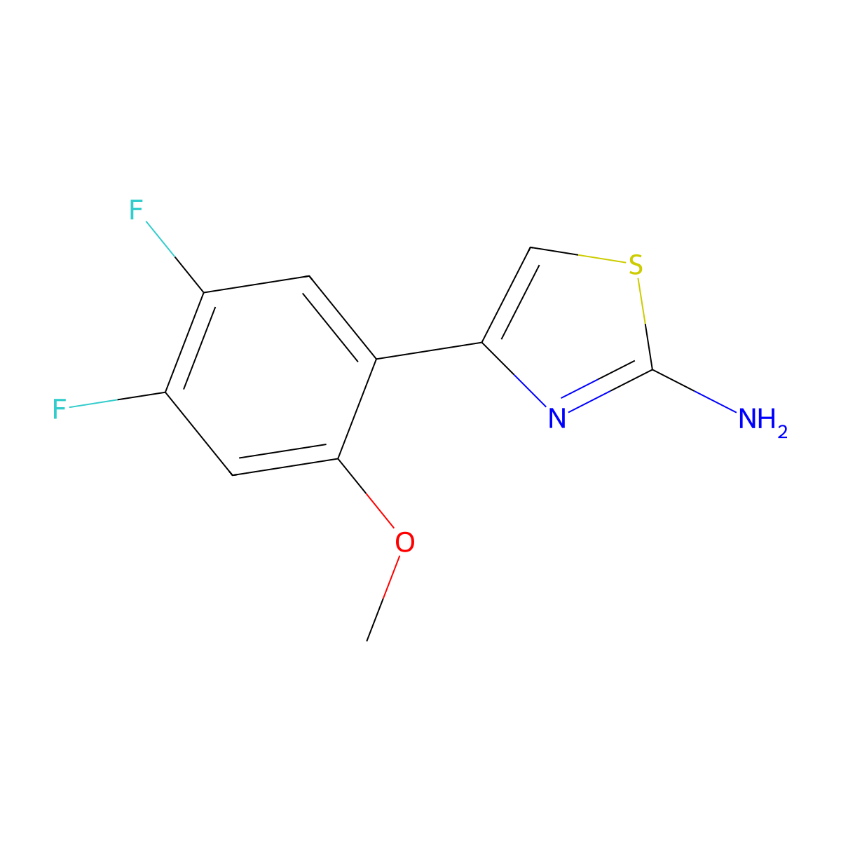 4-(4,5-Difluoro-2-methoxyphenyl)-1,3-thiazol-2-amine molecular structure, CAS 2228303-73-7
