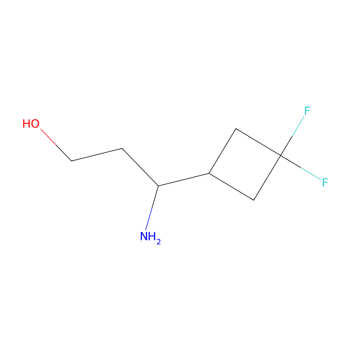 3-Amino-3-(3,3-difluorocyclobutyl)propan-1-ol molecular structure, CAS 2228304-06-9