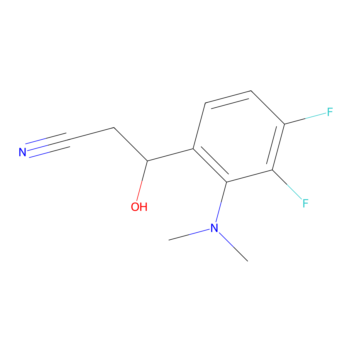 3-[2-(Dimethylamino)-3,4-difluorophenyl]-3-hydroxypropanenitrile molecular structure, CAS 2228304-70-7