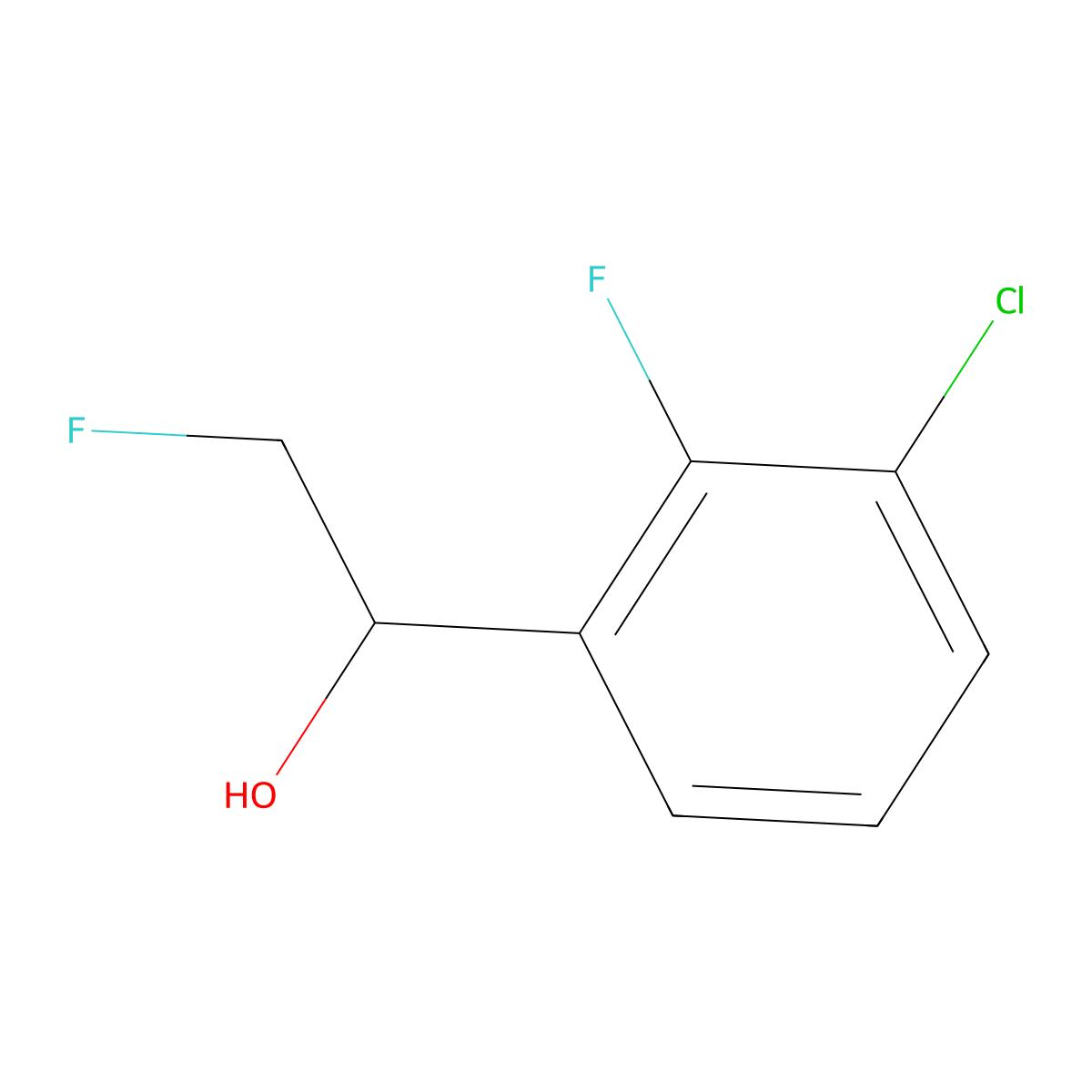 1-(3-Chloro-2-fluorophenyl)-2-fluoroethan-1-ol molecular structure, CAS 2228304-72-9
