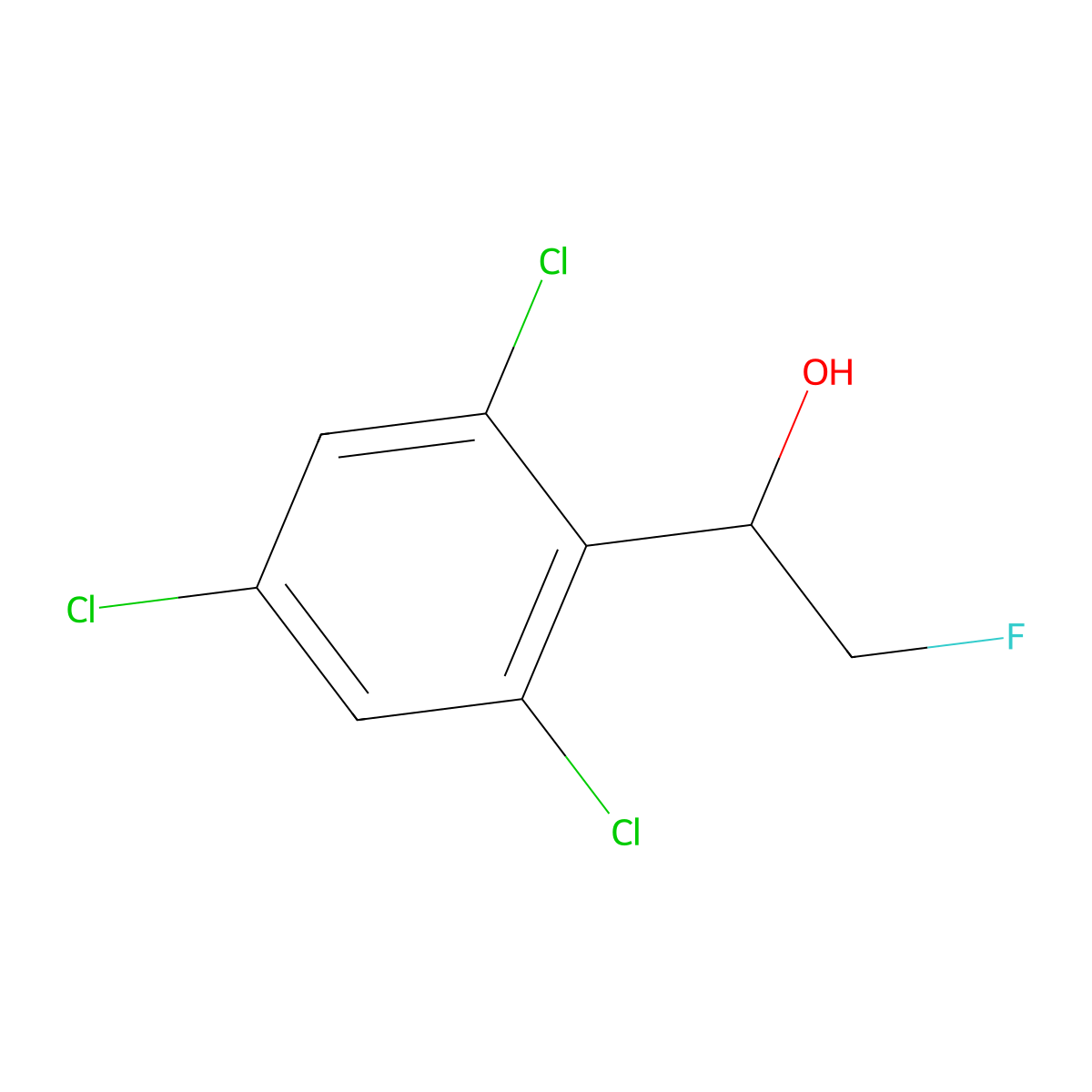 2-Fluoro-1-(2,4,6-trichlorophenyl)ethan-1-ol molecular structure, CAS 2228305-13-1