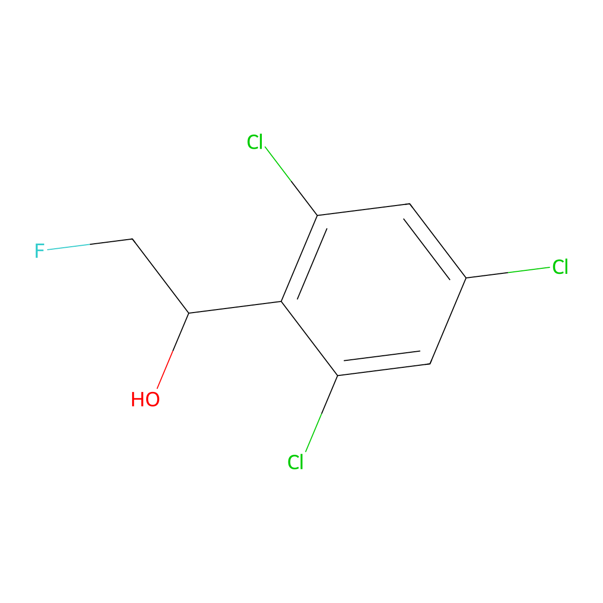 2-Fluoro-1-(2,4,6-trichlorophenyl)ethan-1-ol molecular structure, CAS 2228305-13-1