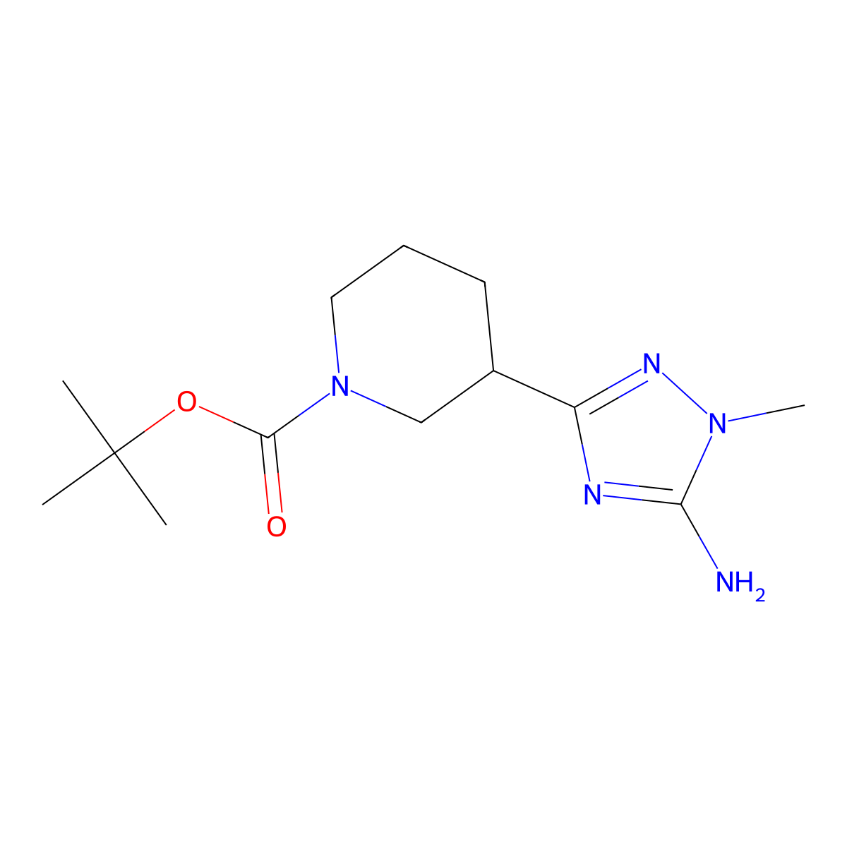 tert-Butyl 3-(5-amino-1-methyl-1H-1,2,4-triazol-3-yl)piperidine-1-carboxylate molecular structure, CAS 2228305-67-5