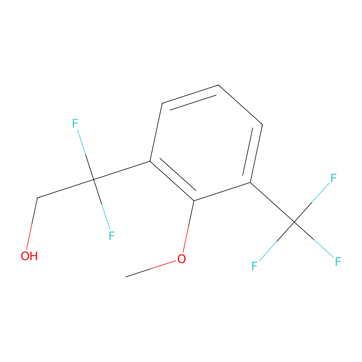2,2-Difluoro-2-[2-methoxy-3-(trifluoromethyl)phenyl]ethan-1-ol molecular structure, CAS 2228306-18-9