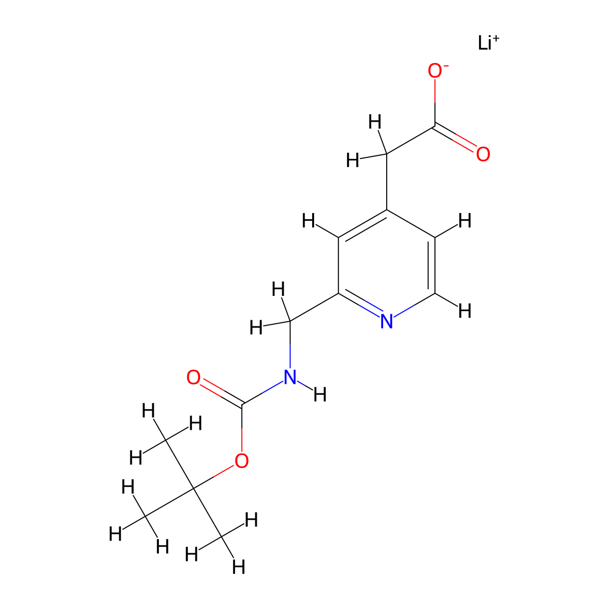 Lithium(1+) 2-(2-((((tert-butoxy)carbonyl)amino)methyl)pyridin-4-yl)acetate molecular structure, CAS 2228307-08-0