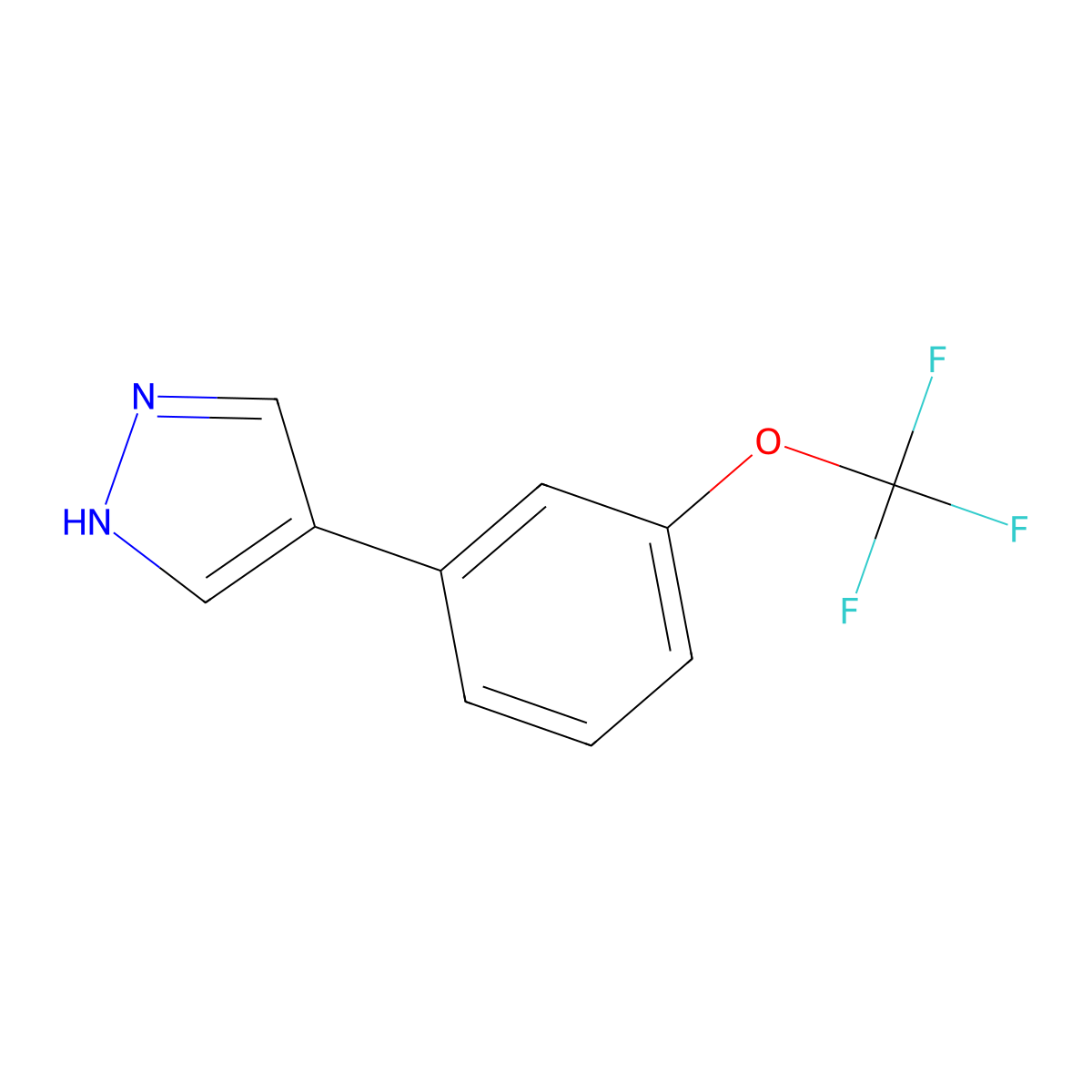 4-[3-(trifluoromethoxy)phenyl]-1H-pyrazole molecular structure, CAS 2228307-36-4