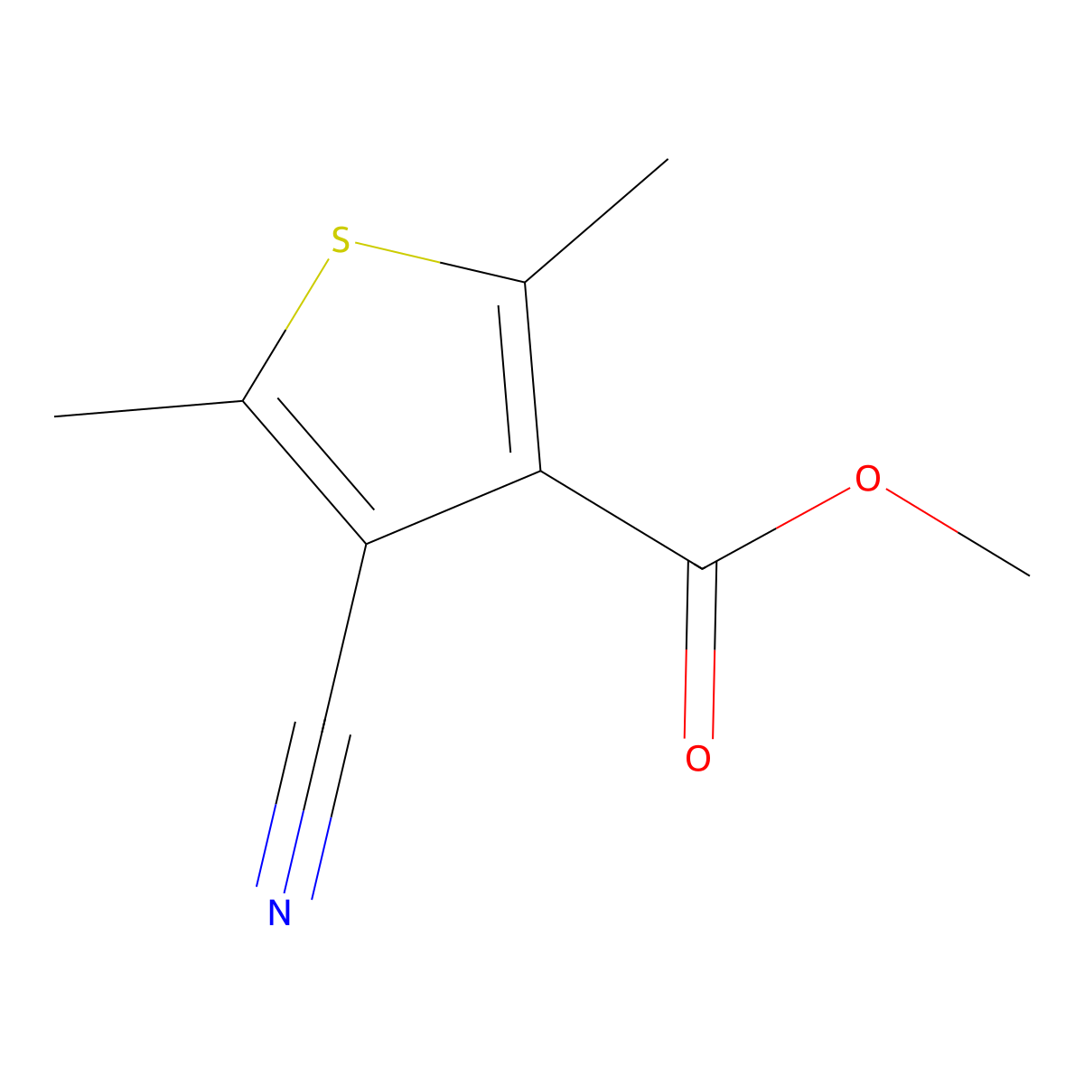 Methyl 4-cyano-2,5-dimethylthiophene-3-carboxylate molecular structure, CAS 2228307-68-2