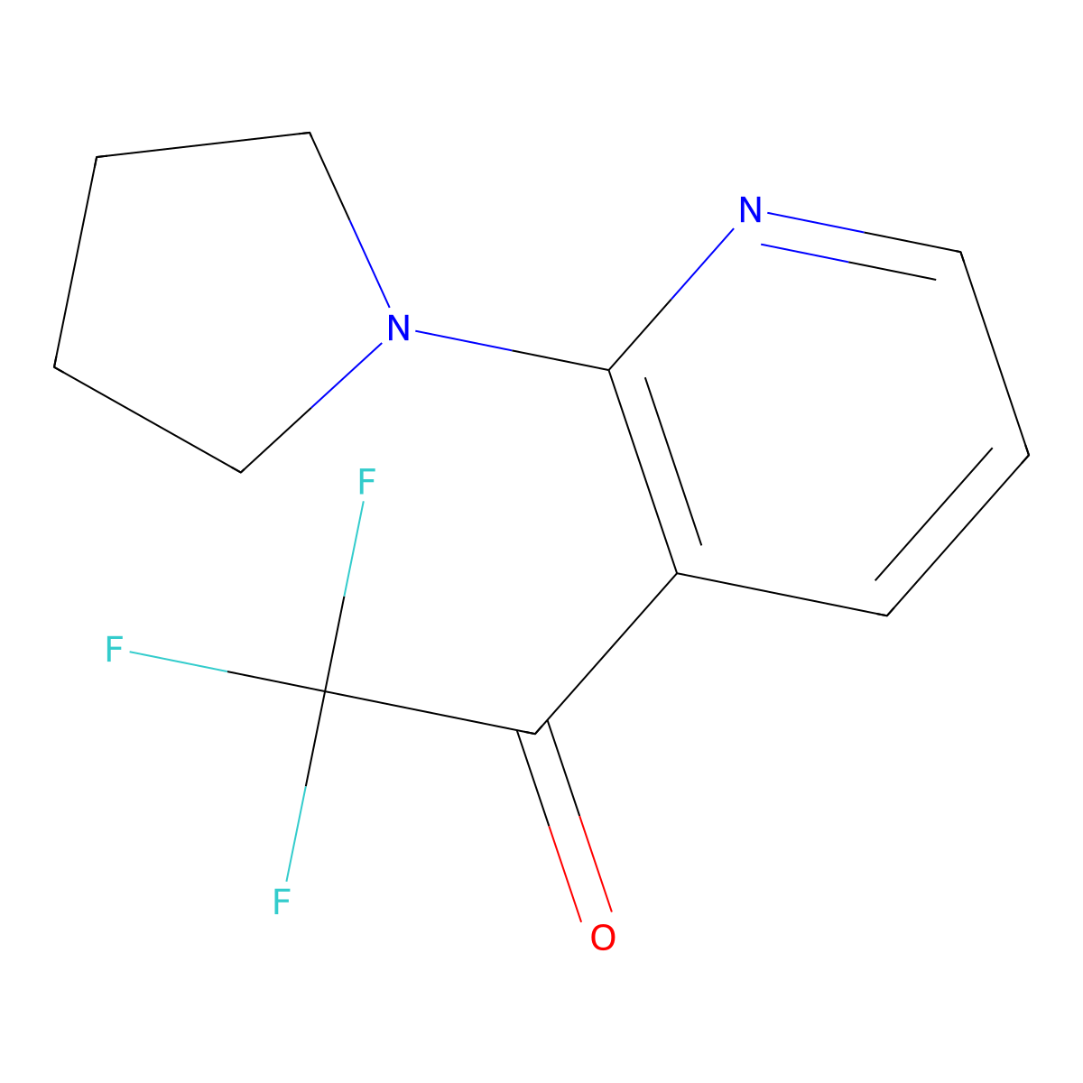 2,2,2-Trifluoro-1-[2-(pyrrolidin-1-yl)pyridin-3-yl]ethan-1-one molecular structure, CAS 2228307-74-0