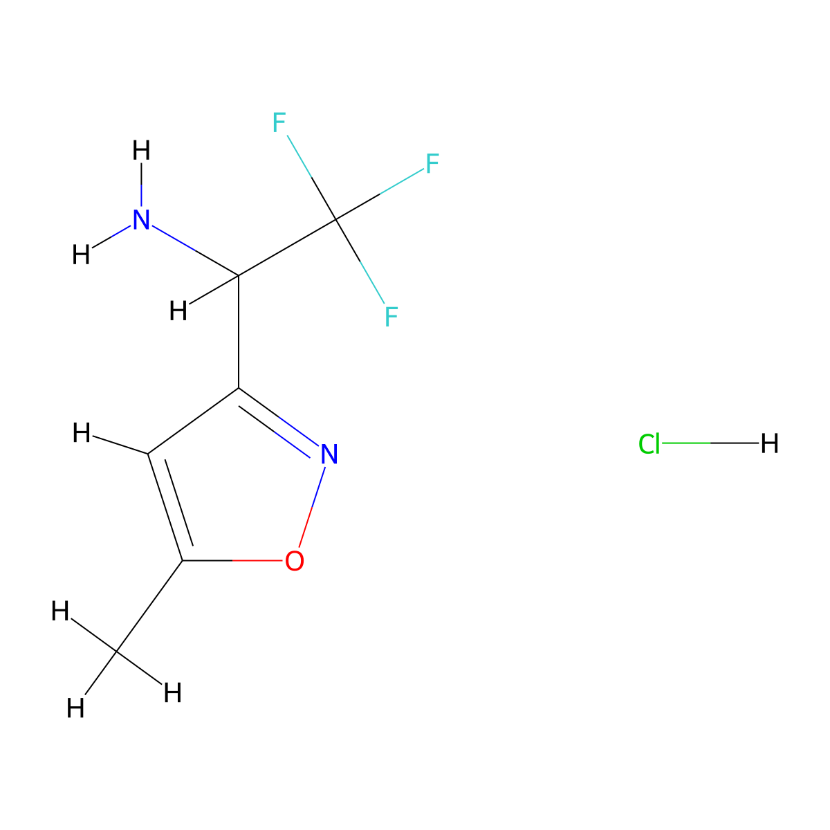 2,2,2-Trifluoro-1-(5-methyl-1,2-oxazol-3-yl)ethan-1-amine hydrochloride molecular structure, CAS 2228307-76-2