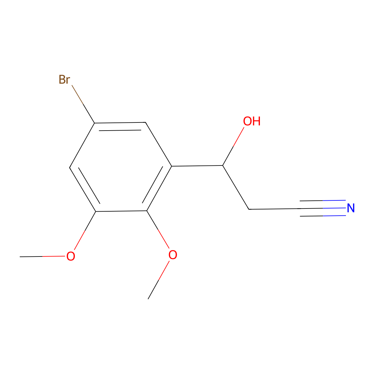 3-(5-Bromo-2,3-dimethoxyphenyl)-3-hydroxypropanenitrile molecular structure, CAS 2228310-77-6