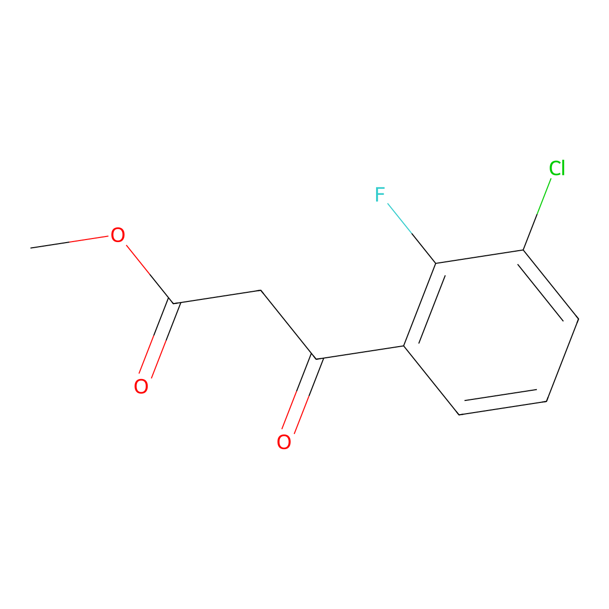 Methyl 3-(3-chloro-2-fluorophenyl)-3-oxopropanoate molecular structure, CAS 2228311-84-8