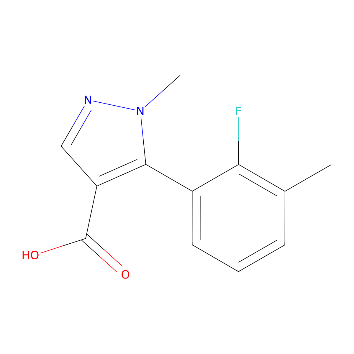 5-(2-fluoro-3-methylphenyl)-1-methyl-1H-pyrazole-4-carboxylic acid molecular structure, CAS 2228312-45-4