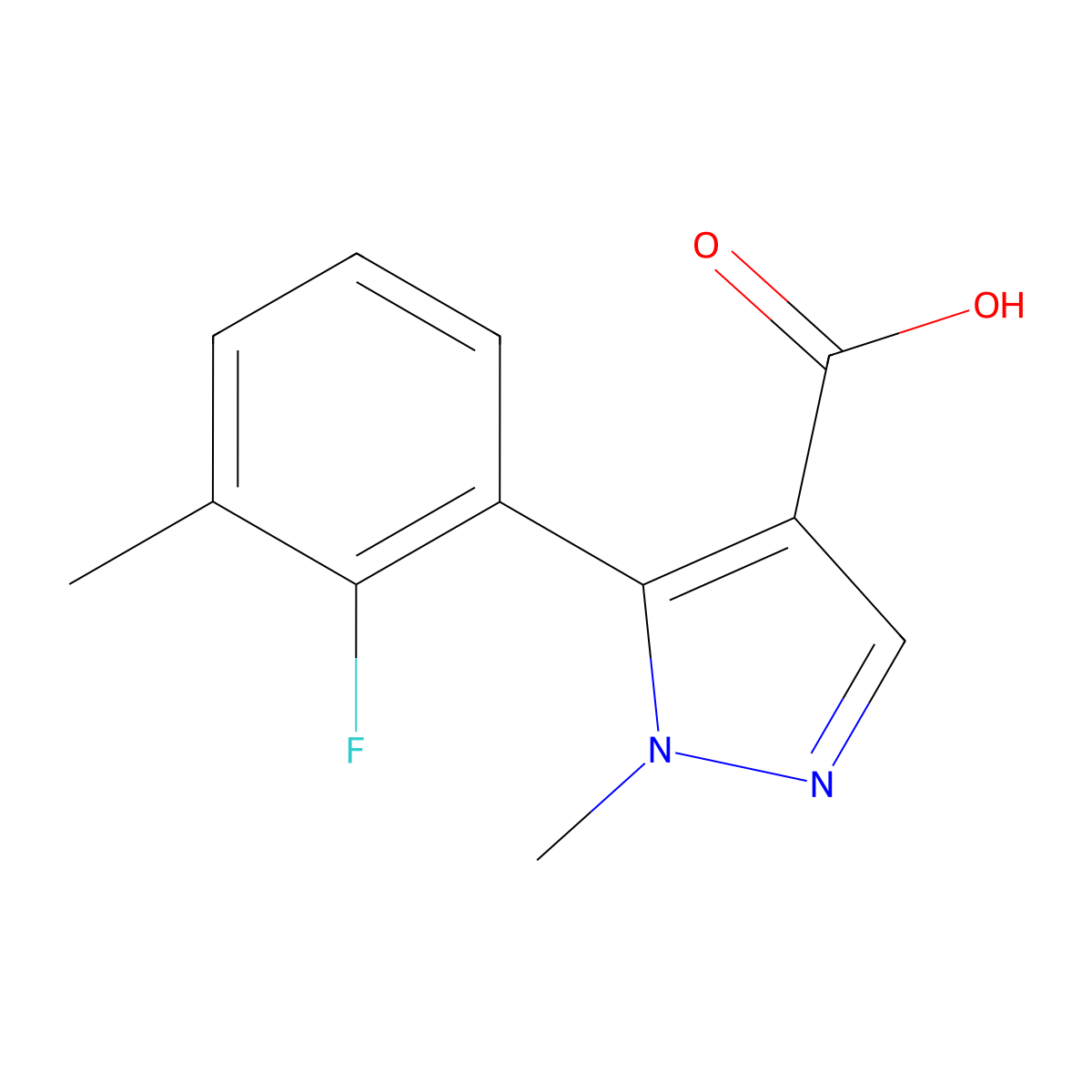 5-(2-fluoro-3-methylphenyl)-1-methyl-1H-pyrazole-4-carboxylic acid molecular structure, CAS 2228312-45-4