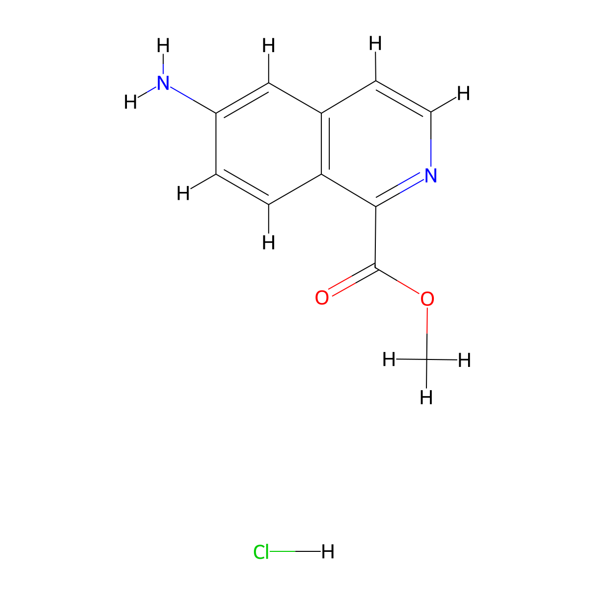 Methyl 6-aminoisoquinoline-1-carboxylate hydrochloride molecular structure, CAS 2228313-24-2