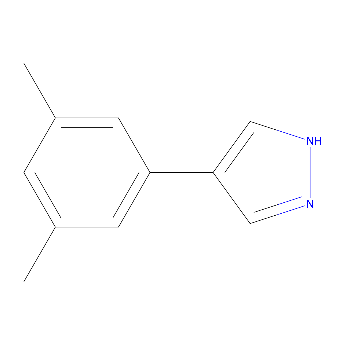 4-(3,5-dimethylphenyl)-1H-pyrazole molecular structure, CAS 2228313-82-2