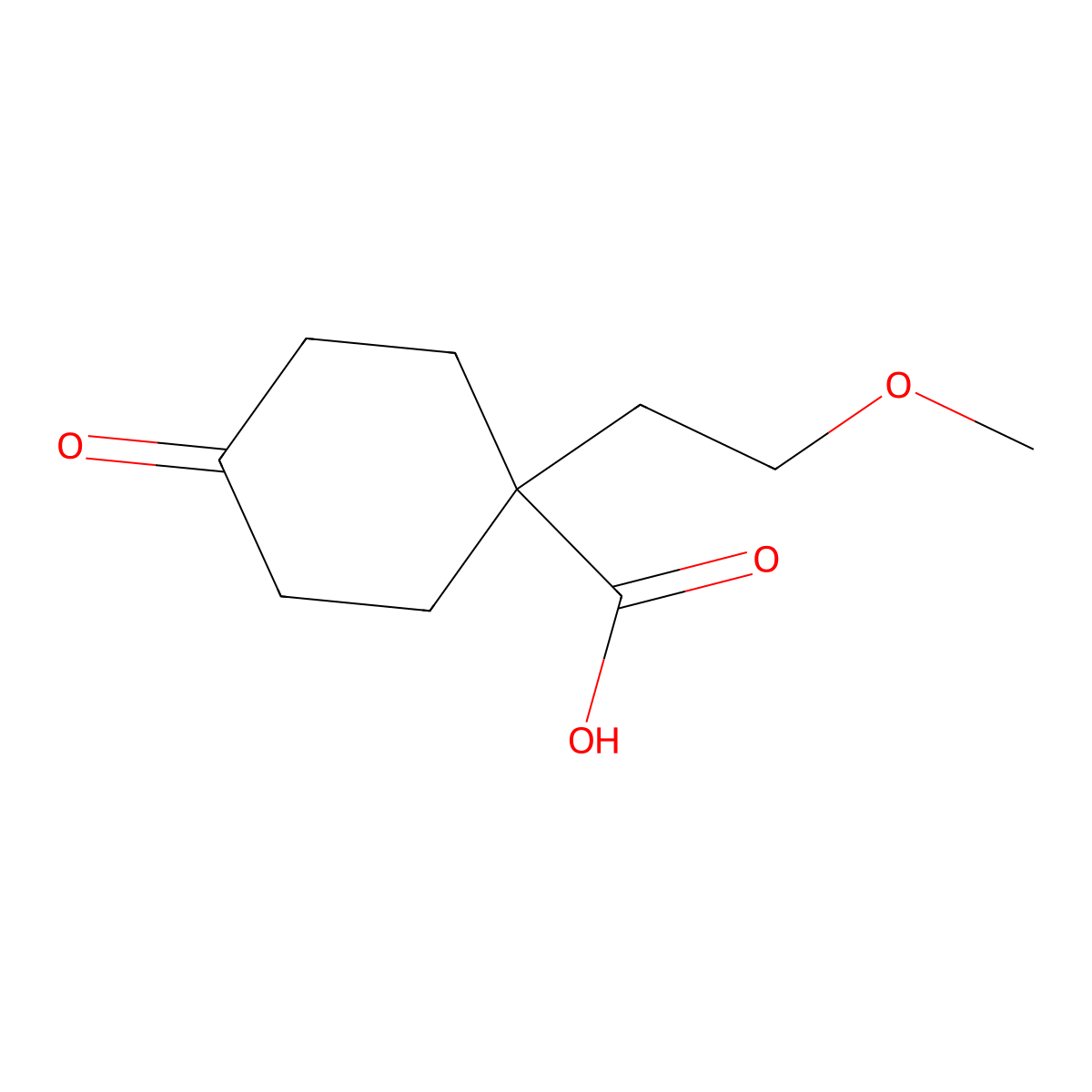 1-(2-Methoxyethyl)-4-oxocyclohexanecarboxylic acid molecular structure, CAS 2228313-99-1