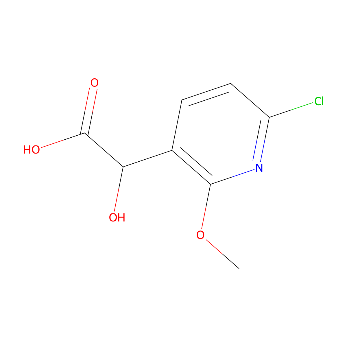 2-(6-Chloro-2-methoxypyridin-3-yl)-2-hydroxyacetic acid molecular structure, CAS 2228314-38-1