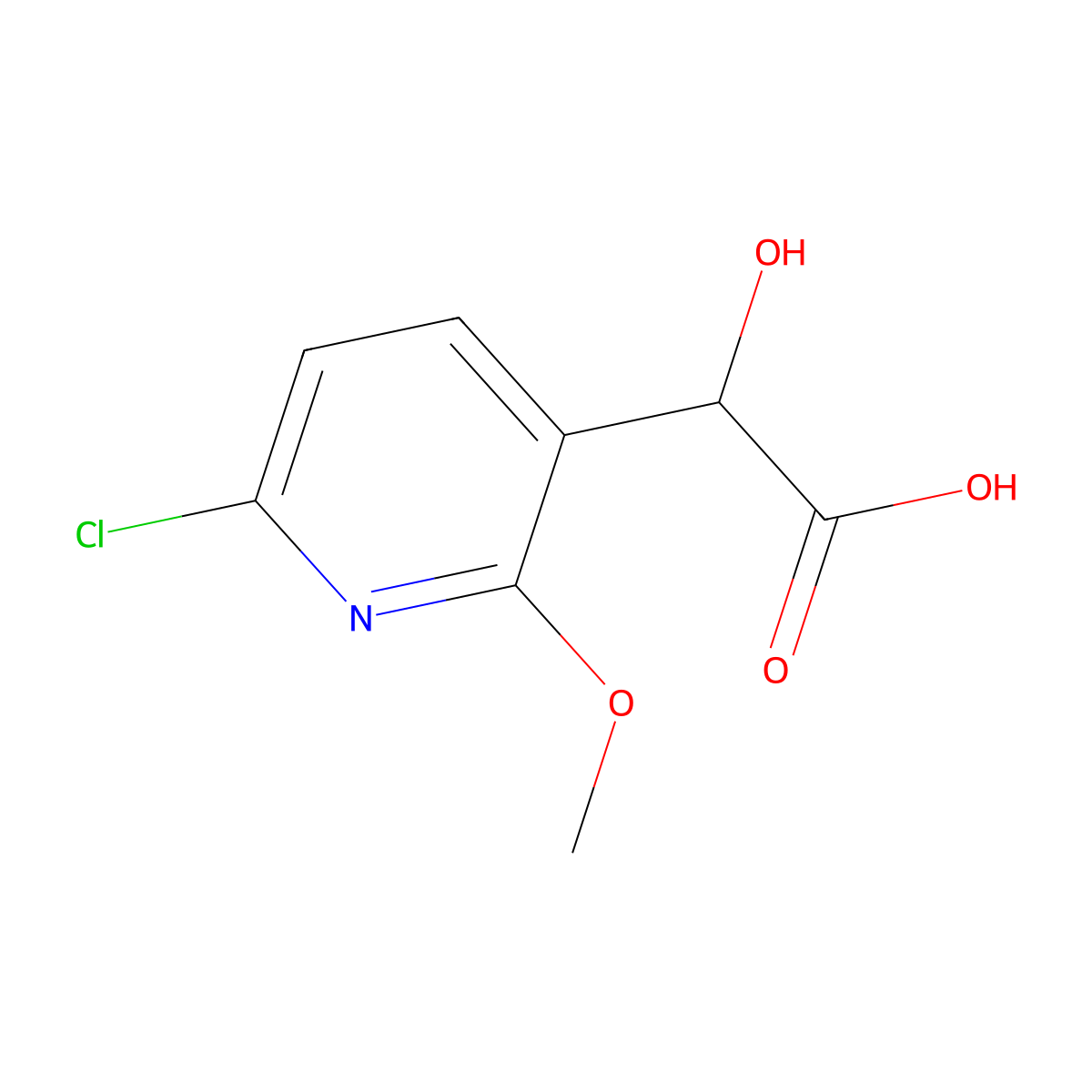 2-(6-Chloro-2-methoxypyridin-3-yl)-2-hydroxyacetic acid molecular structure, CAS 2228314-38-1