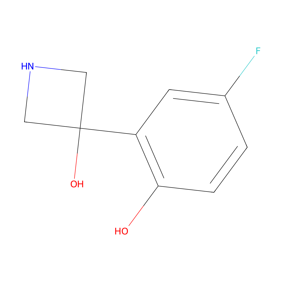 3-(5-Fluoro-2-hydroxyphenyl)azetidin-3-ol molecular structure, CAS 2228315-65-7
