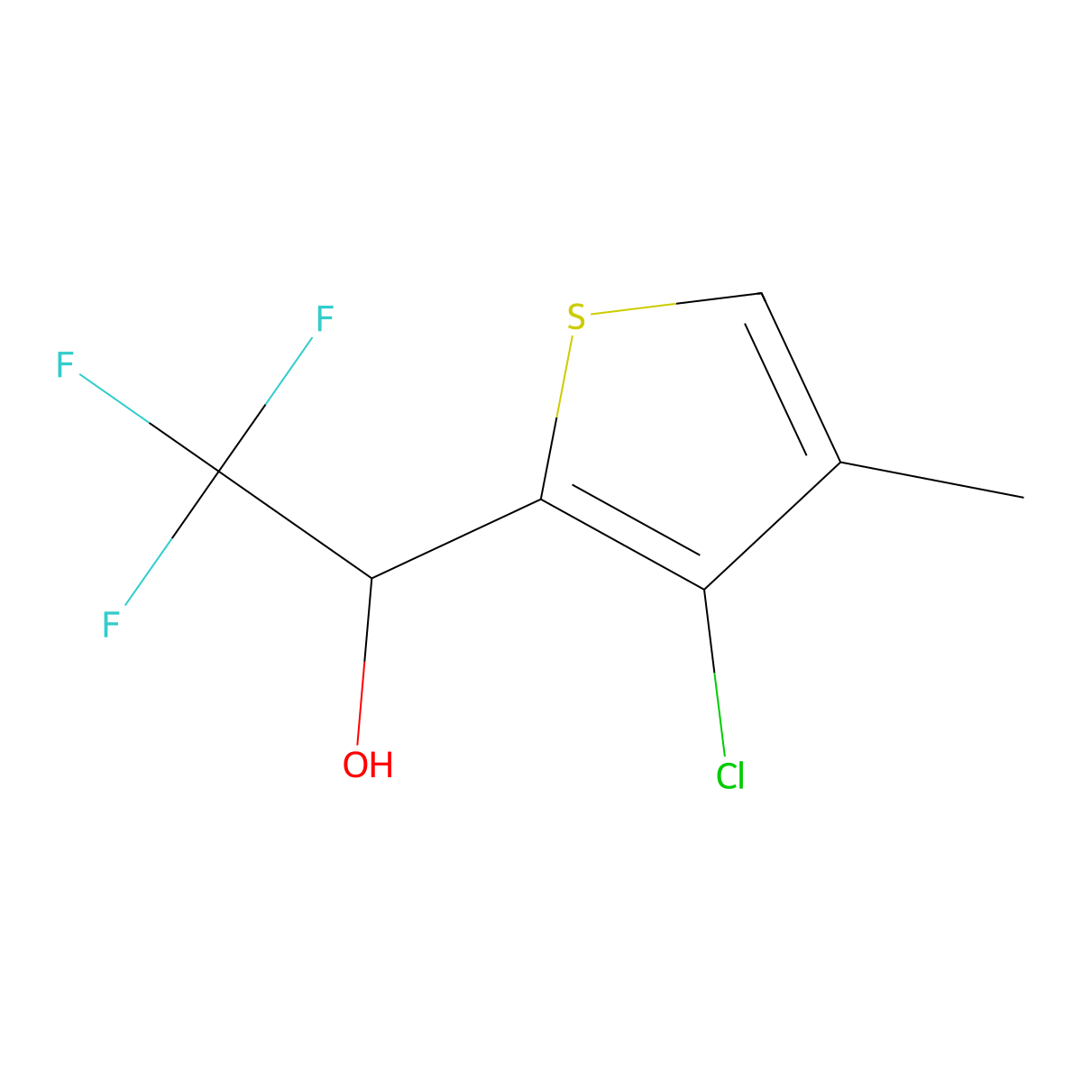 1-(3-Chloro-4-methylthiophen-2-yl)-2,2,2-trifluoroethan-1-ol molecular structure, CAS 2228315-86-2