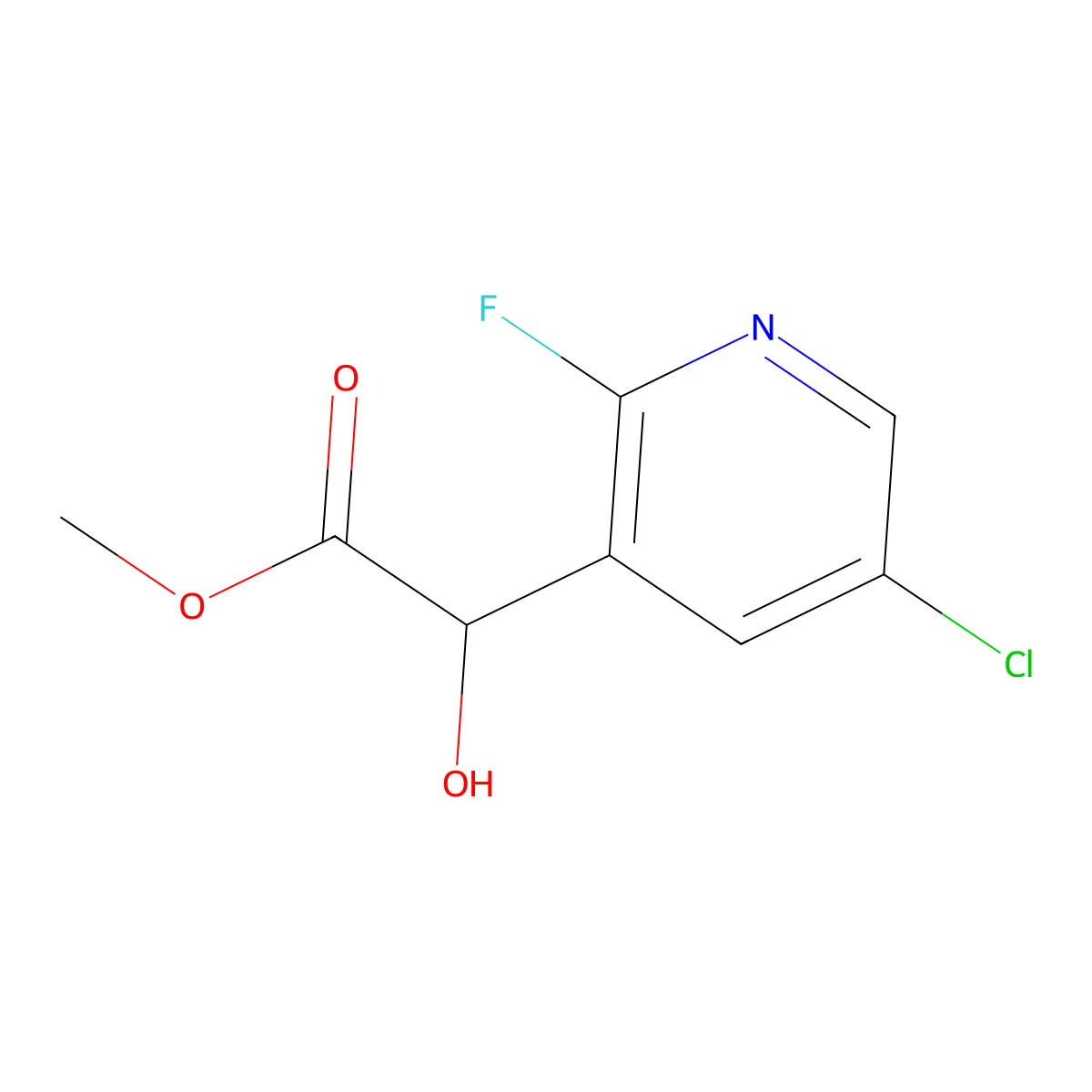 Methyl 2-(5-chloro-2-fluoropyridin-3-yl)-2-hydroxyacetate molecular structure, CAS 2228316-36-5