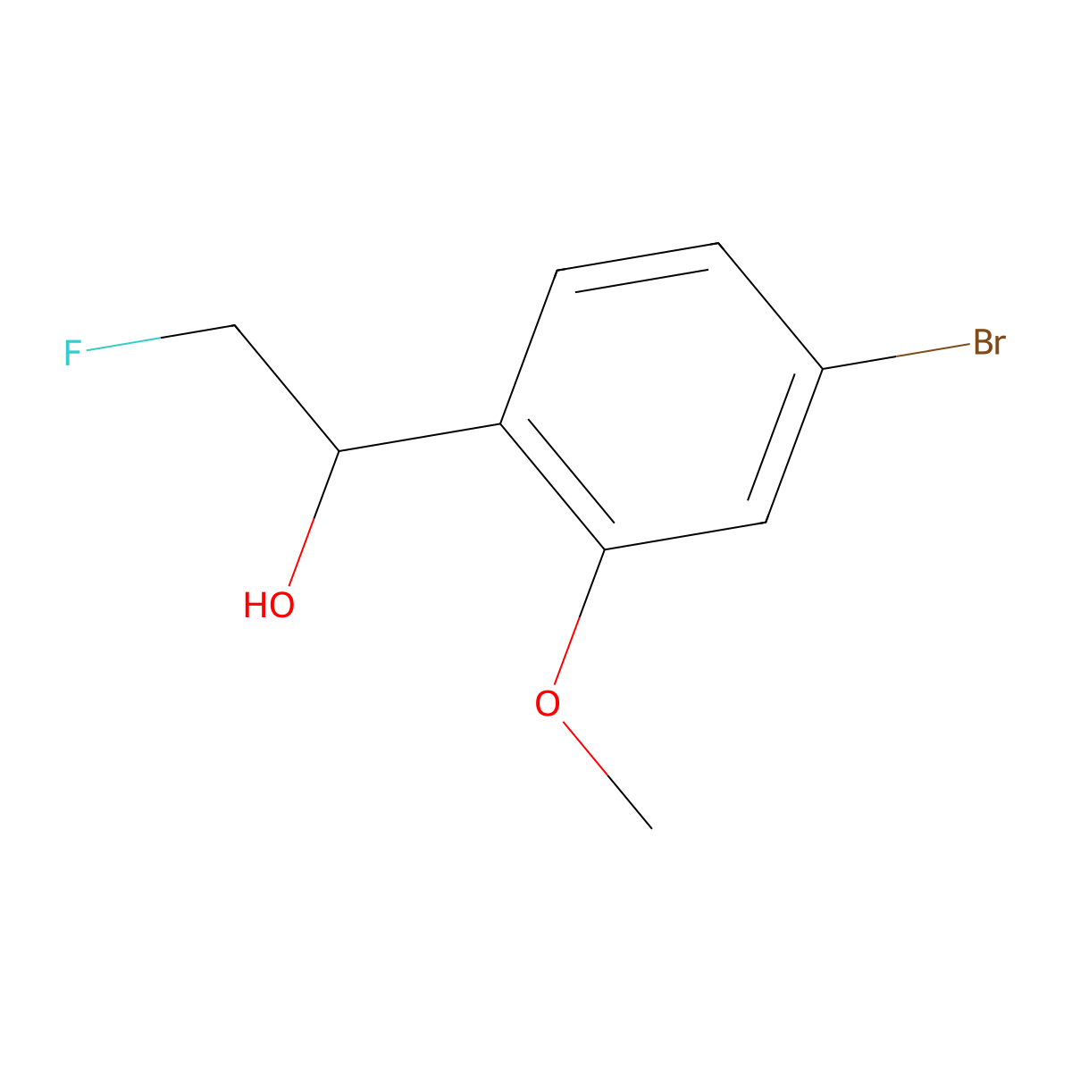 1-(4-Bromo-2-methoxyphenyl)-2-fluoroethan-1-ol molecular structure, CAS 2228316-43-4