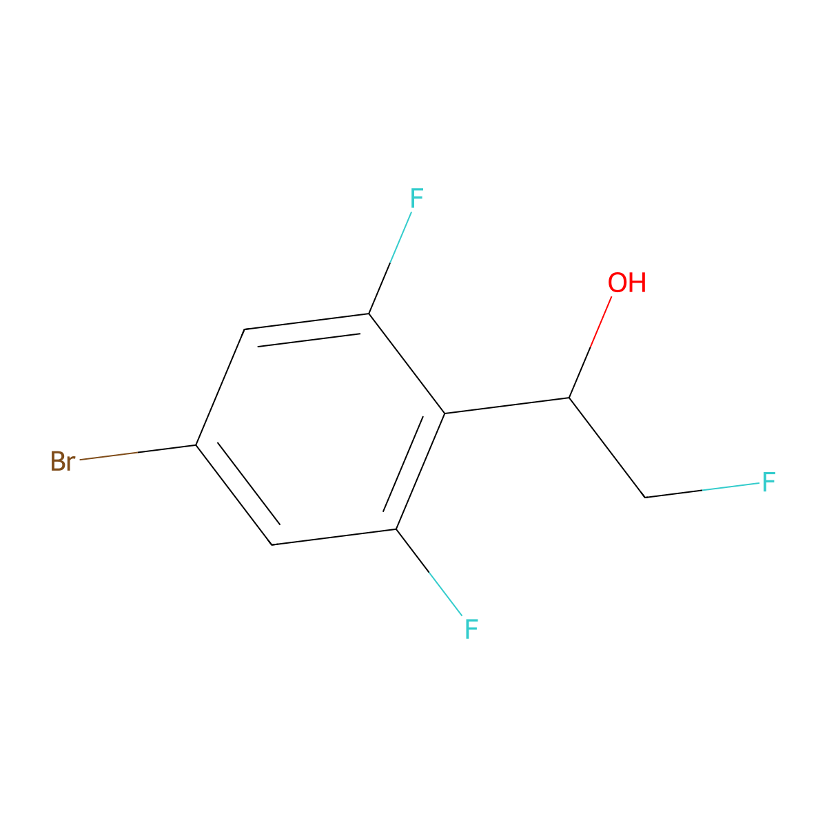 1-(4-Bromo-2,6-difluorophenyl)-2-fluoroethan-1-ol molecular structure, CAS 2228321-11-5