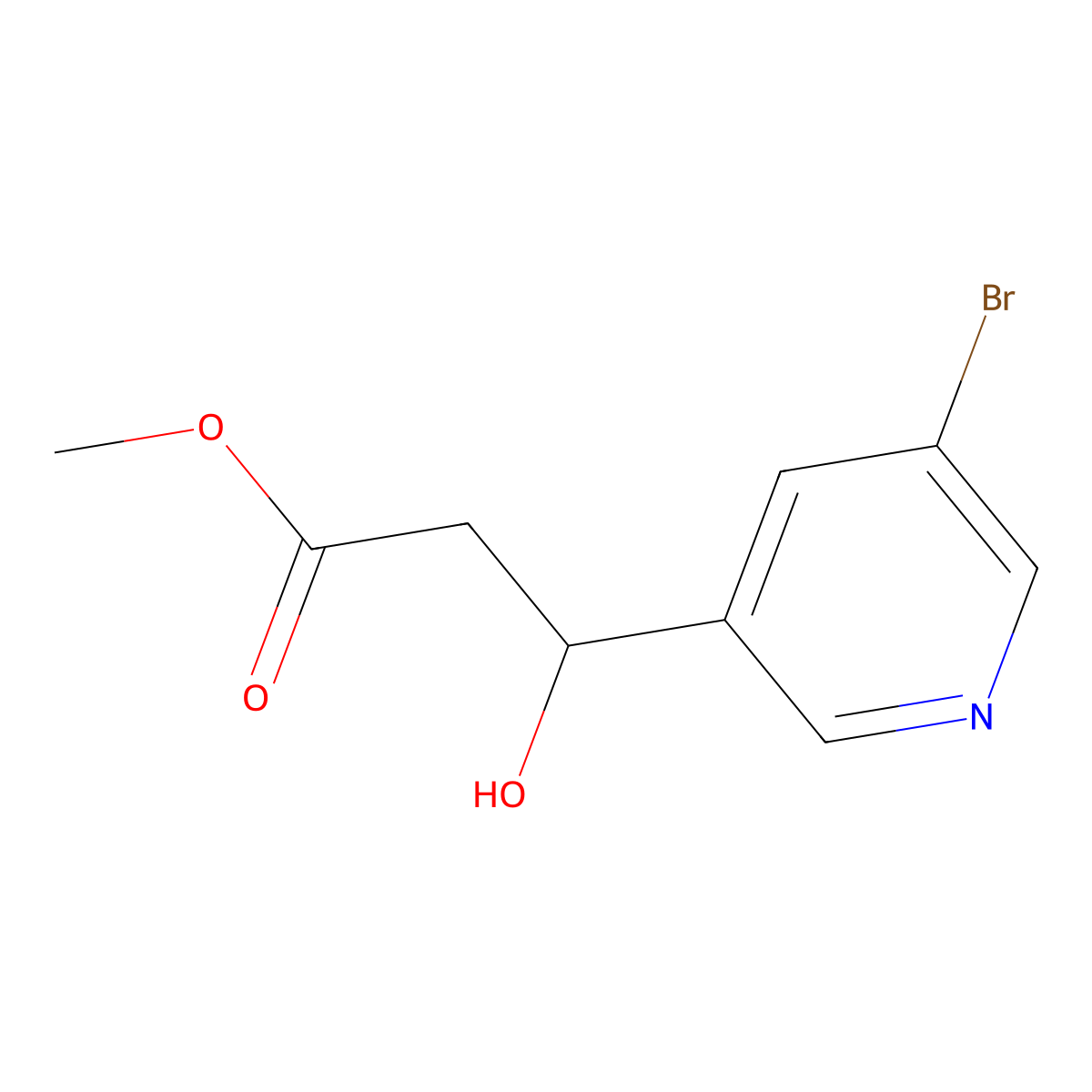 Methyl 3-(5-bromopyridin-3-yl)-3-hydroxypropanoate molecular structure, CAS 2228323-32-6