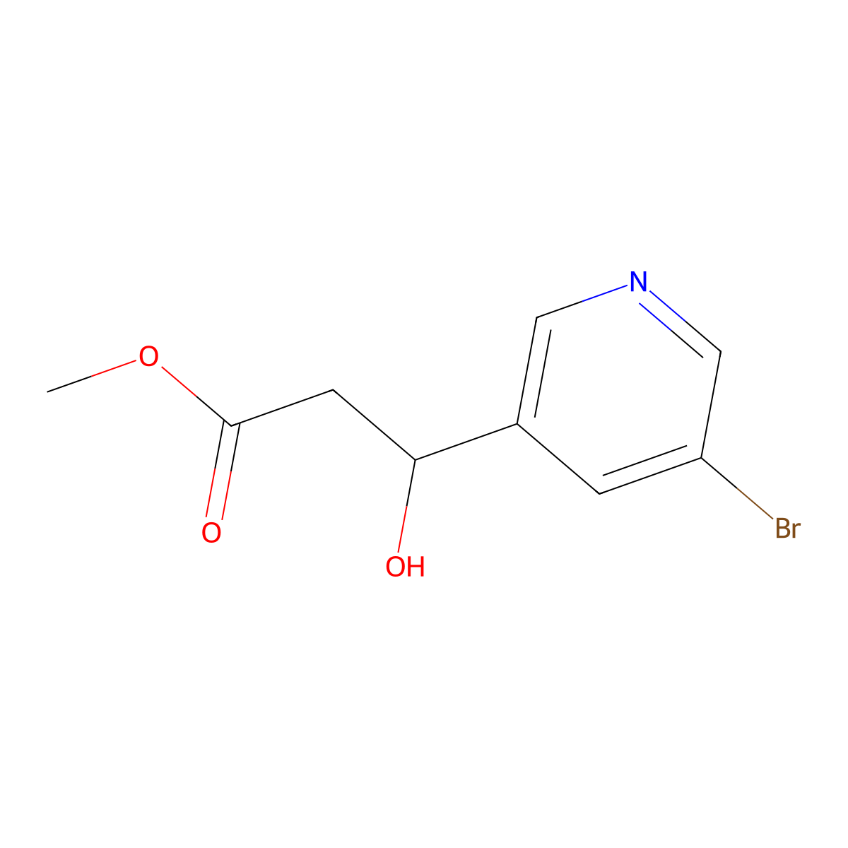 Methyl 3-(5-bromopyridin-3-yl)-3-hydroxypropanoate molecular structure, CAS 2228323-32-6