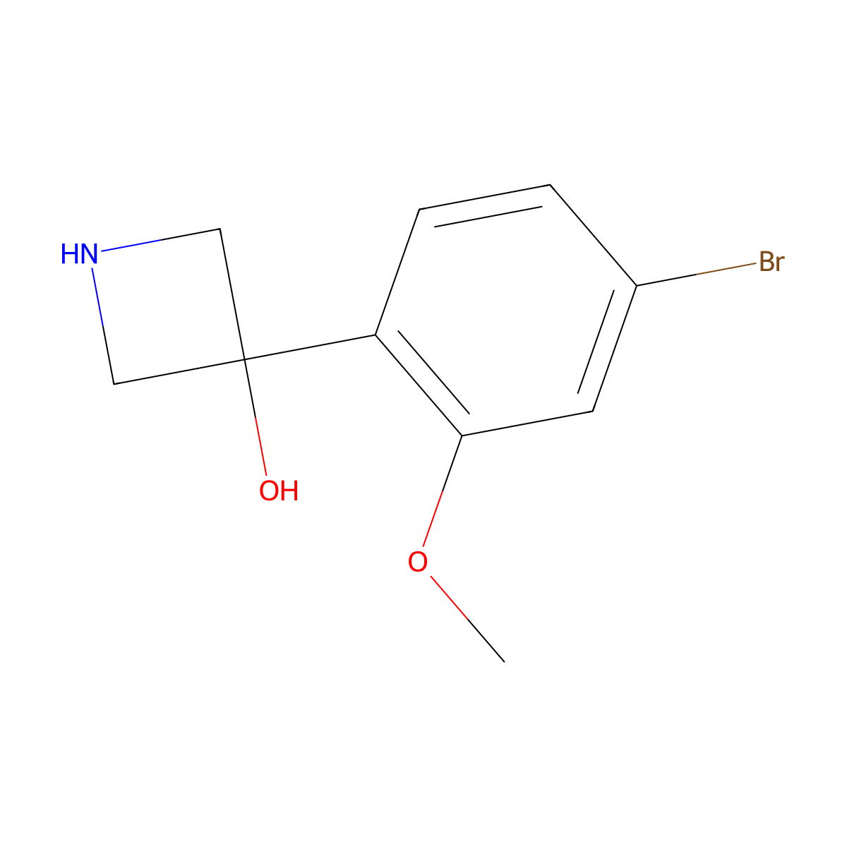 3-(4-Bromo-2-methoxyphenyl)azetidin-3-ol molecular structure, CAS 2228323-56-4
