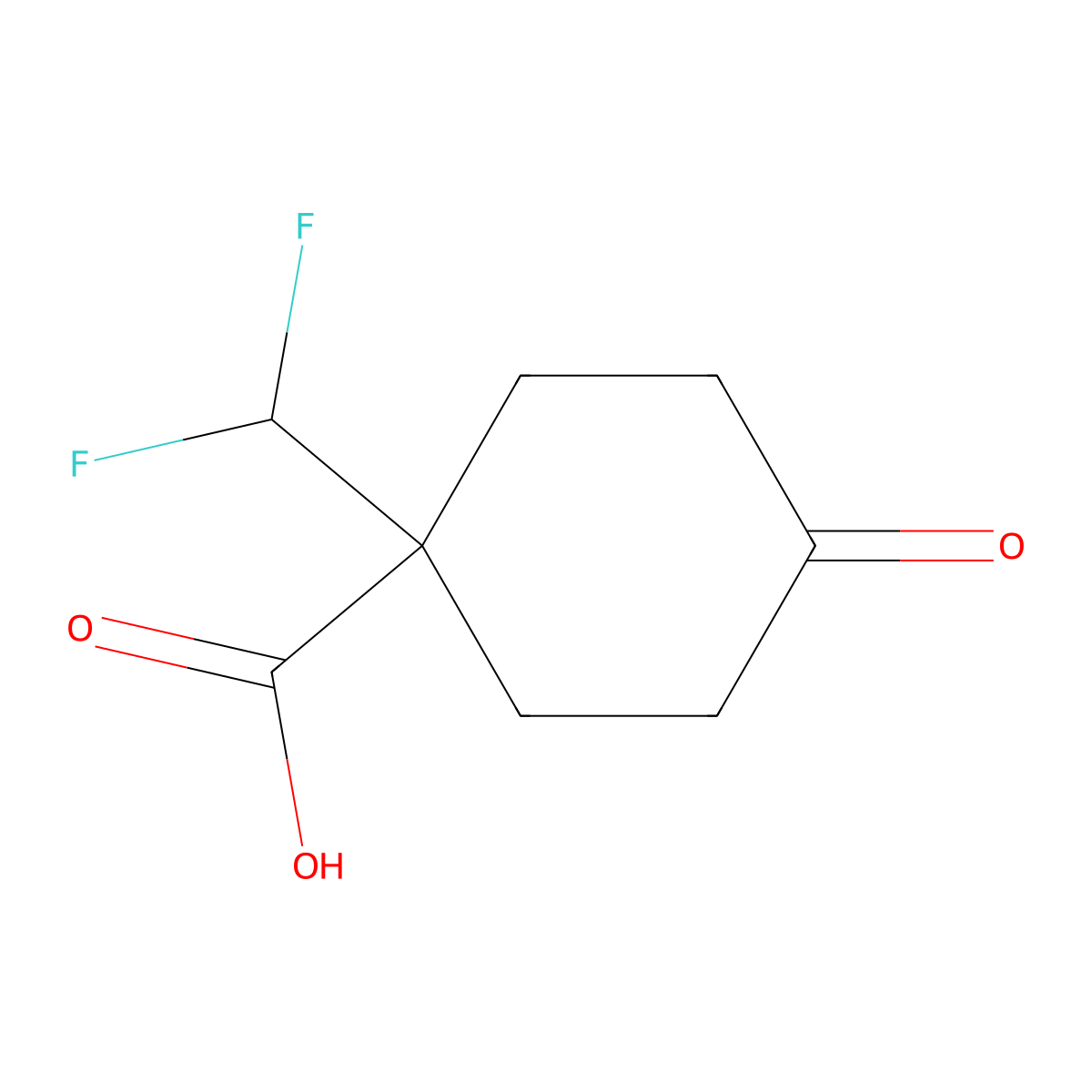 1-(Difluoromethyl)-4-oxocyclohexane-1-carboxylic acid molecular structure, CAS 2228323-72-4