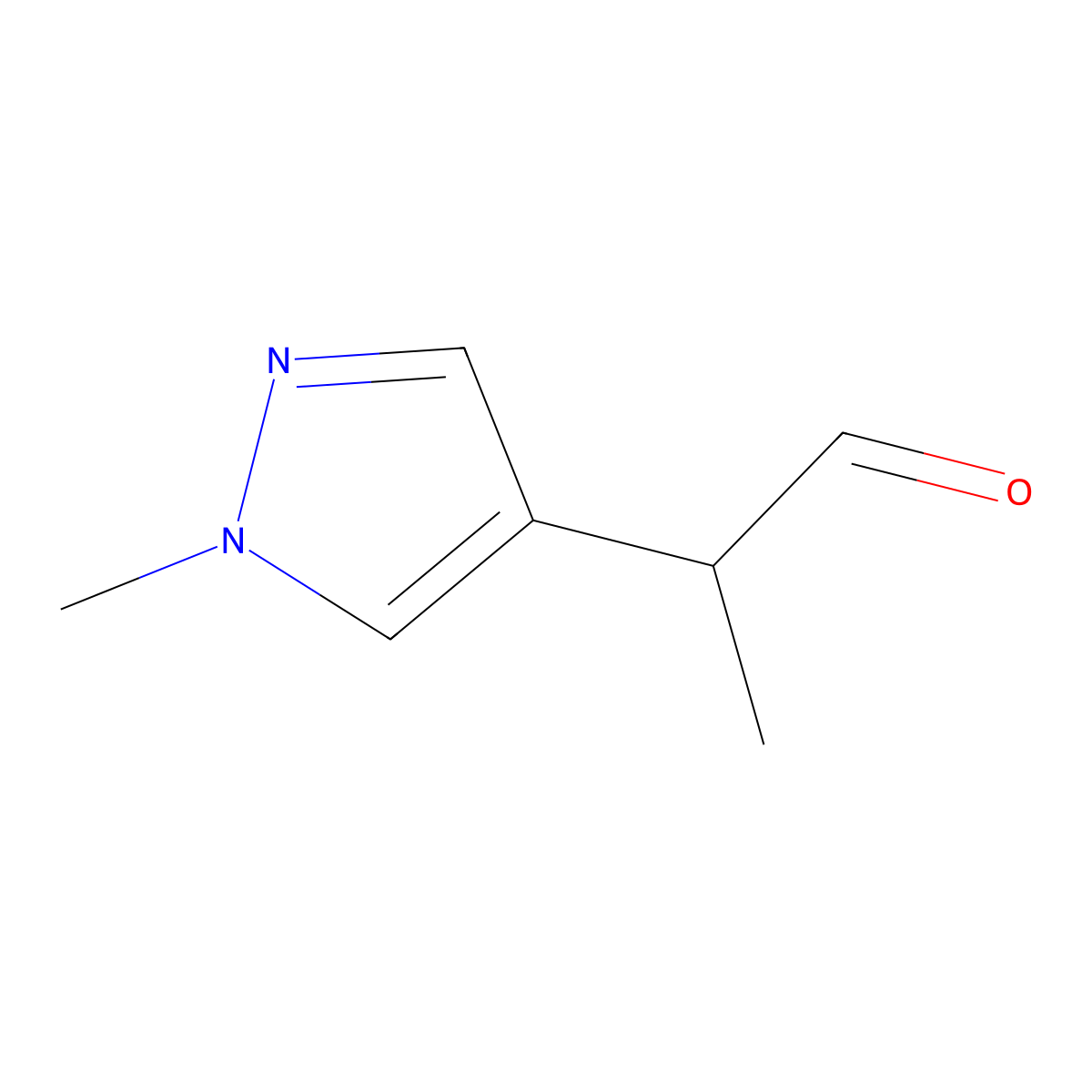 2-(1-methyl-1H-pyrazol-4-yl)propanal molecular structure, CAS 2228324-25-0