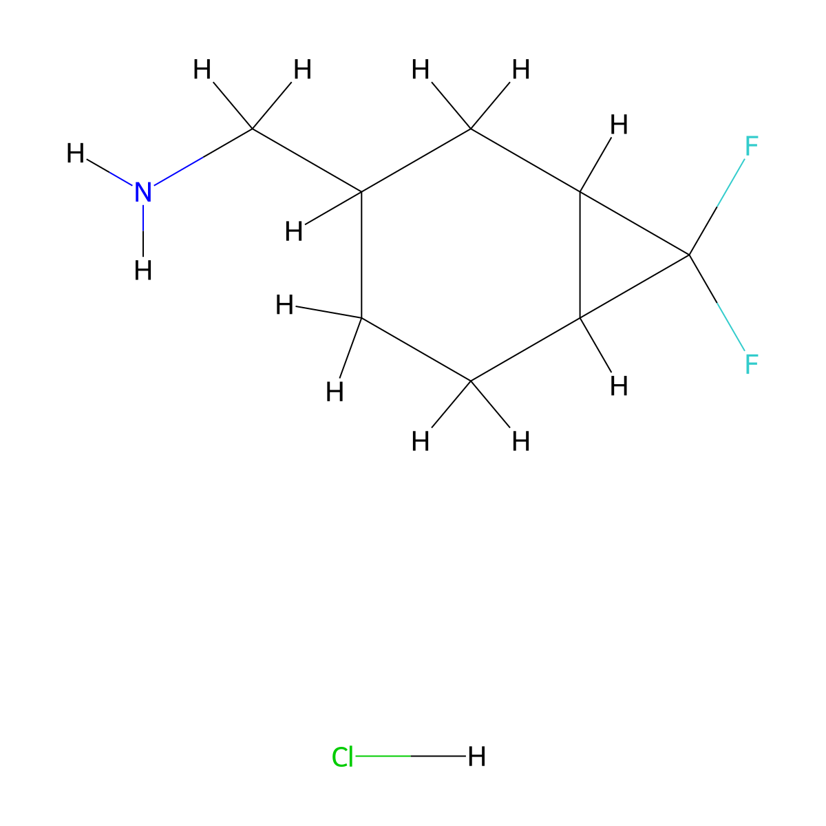 {7,7-Difluorobicyclo[4.1.0]heptan-3-yl}methanamine hydrochloride molecular structure, CAS 2228326-01-8