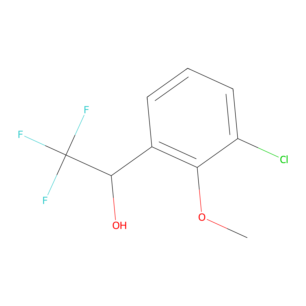 1-(3-Chloro-2-methoxyphenyl)-2,2,2-trifluoroethan-1-ol molecular structure, CAS 2228327-48-6