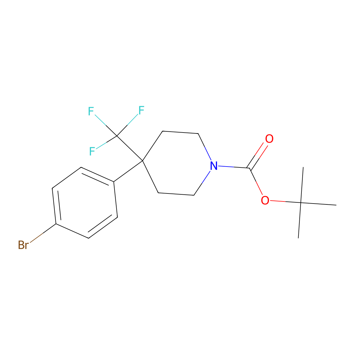 tert-Butyl 4-(4-bromophenyl)-4-(trifluoromethyl)piperidine-1-carboxylate molecular structure, CAS 2228327-93-1