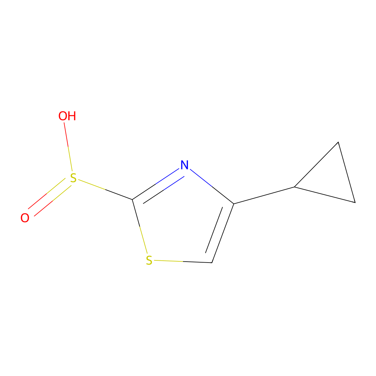 4-Cyclopropyl-1,3-thiazole-2-sulfinic acid molecular structure, CAS 2228329-51-7