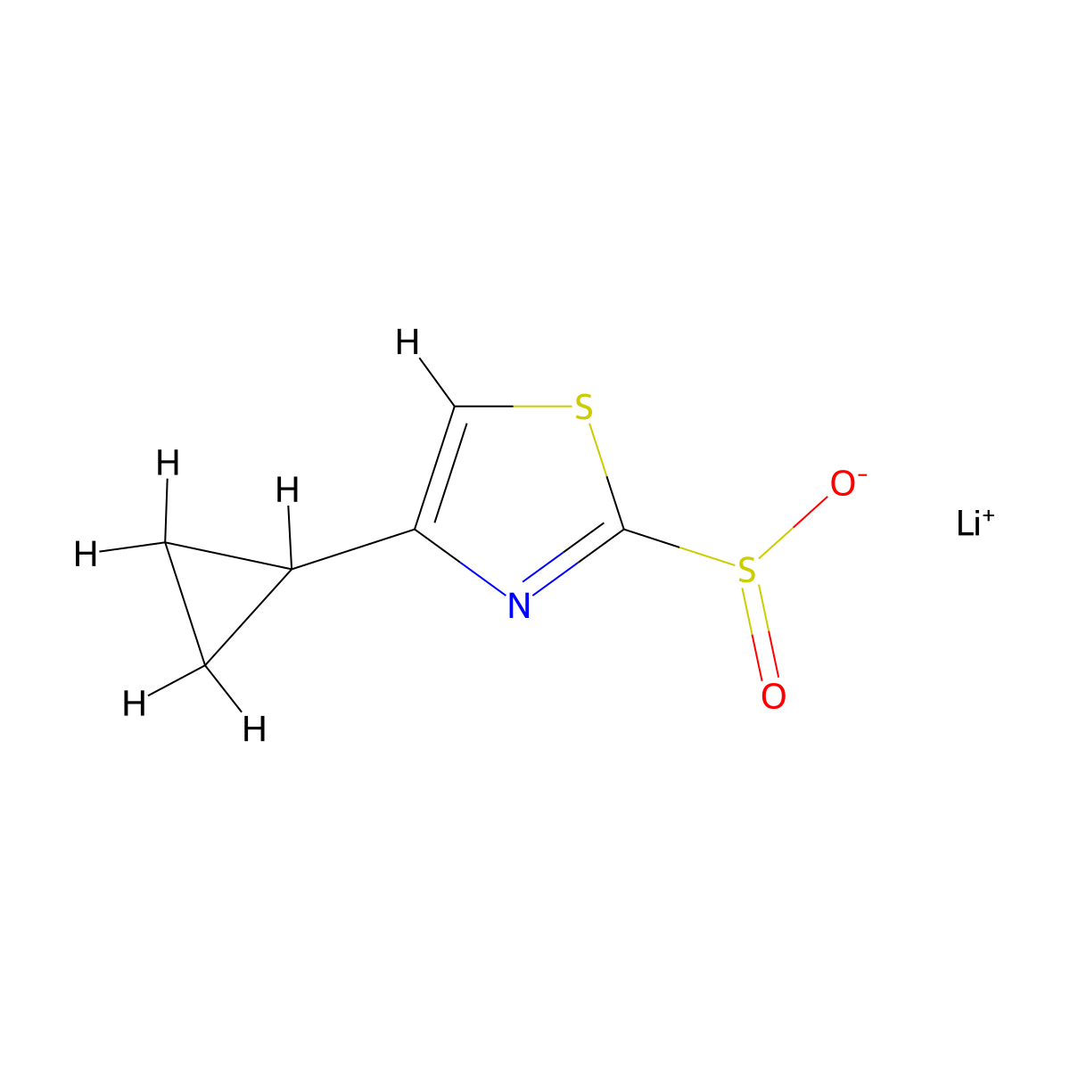 Lithium(1+) ion 4-cyclopropyl-1,3-thiazole-2-sulfinate molecular structure, CAS 2228329-52-8