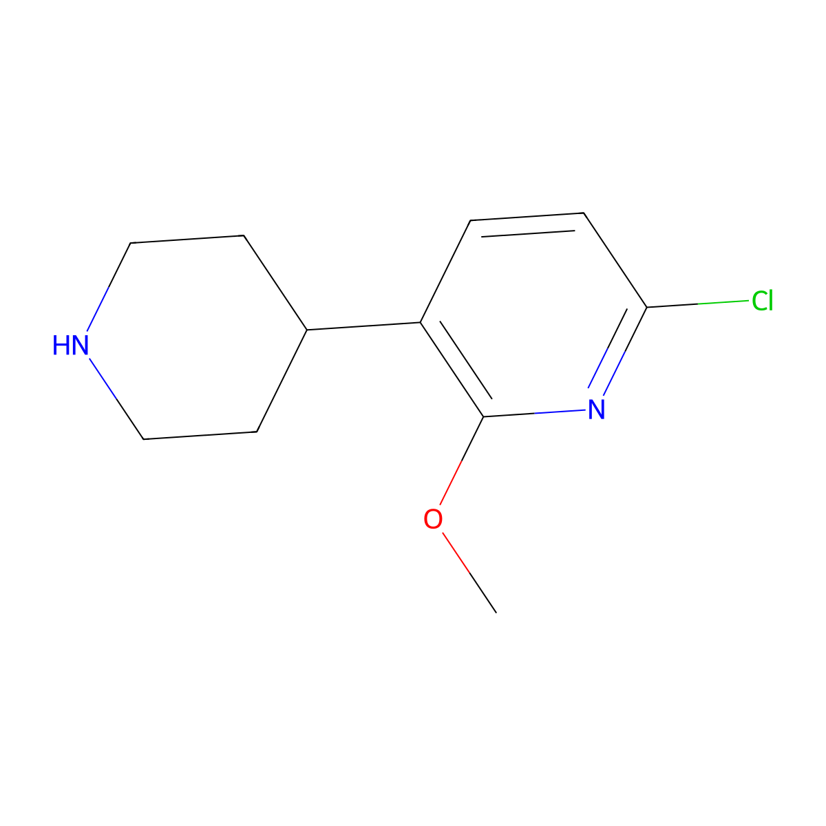 6-Chloro-2-methoxy-3-(piperidin-4-yl)pyridine molecular structure, CAS 2228330-71-8