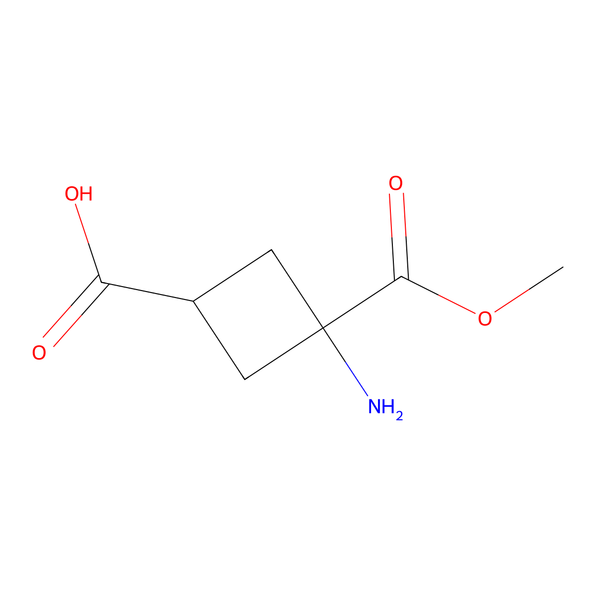 3-Amino-3-(methoxycarbonyl)cyclobutane-1-carboxylic acid molecular structure, CAS 2228332-77-0