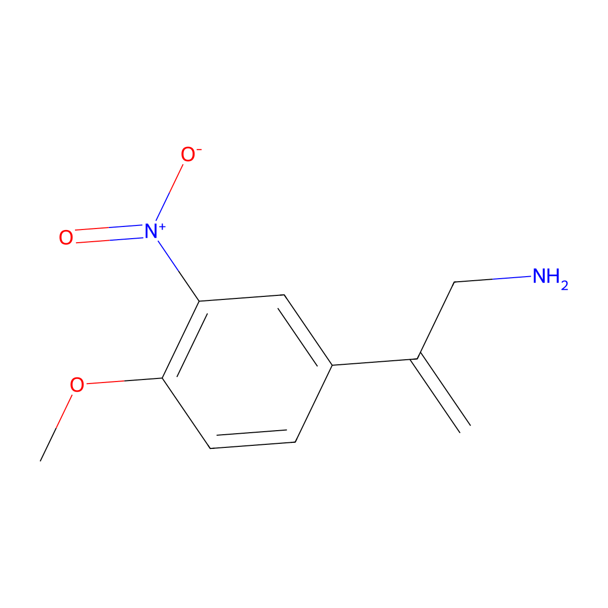 2-(4-Methoxy-3-nitrophenyl)prop-2-en-1-amine molecular structure, CAS 2228332-98-5
