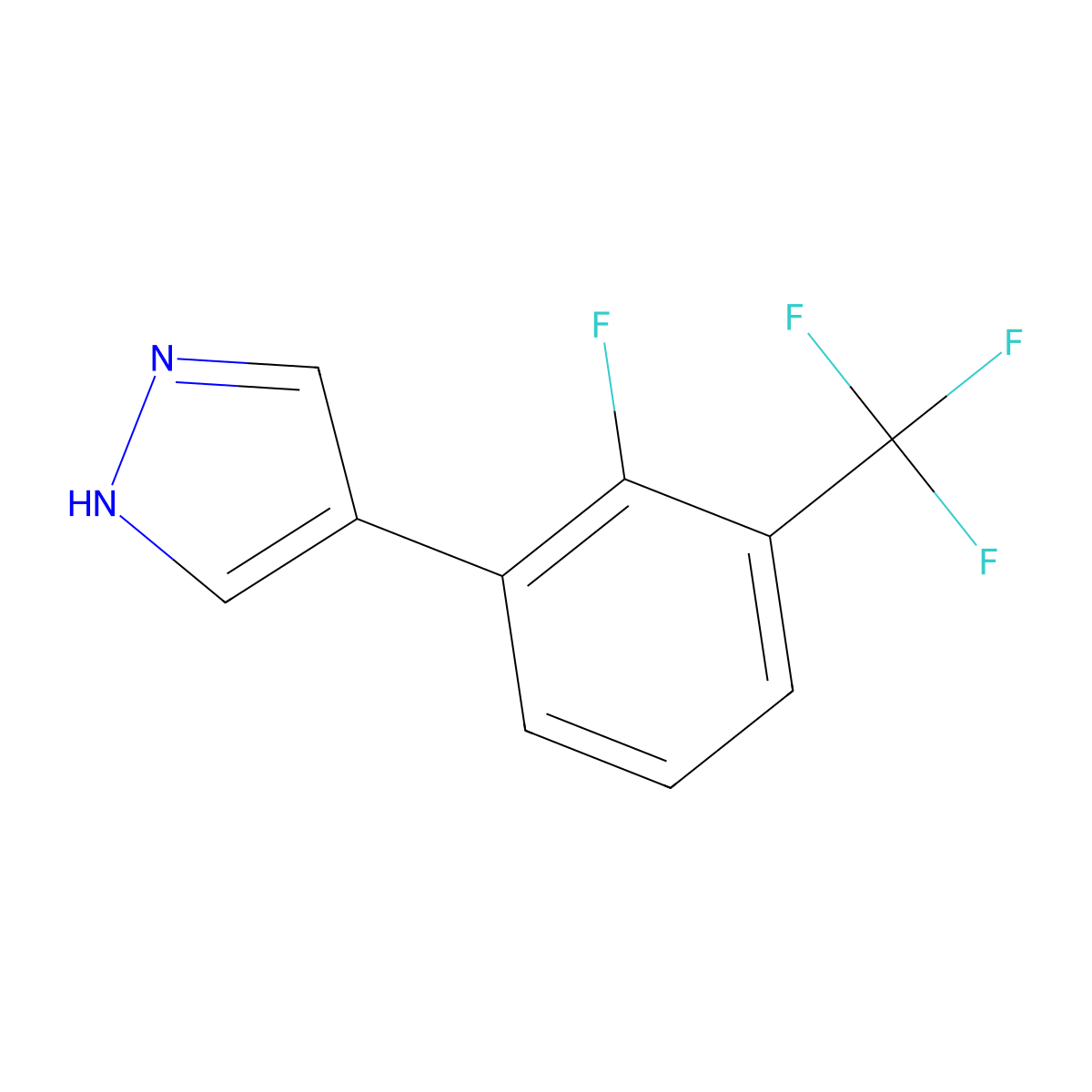 4-[2-fluoro-3-(trifluoromethyl)phenyl]-1H-pyrazole molecular structure, CAS 2228333-27-3