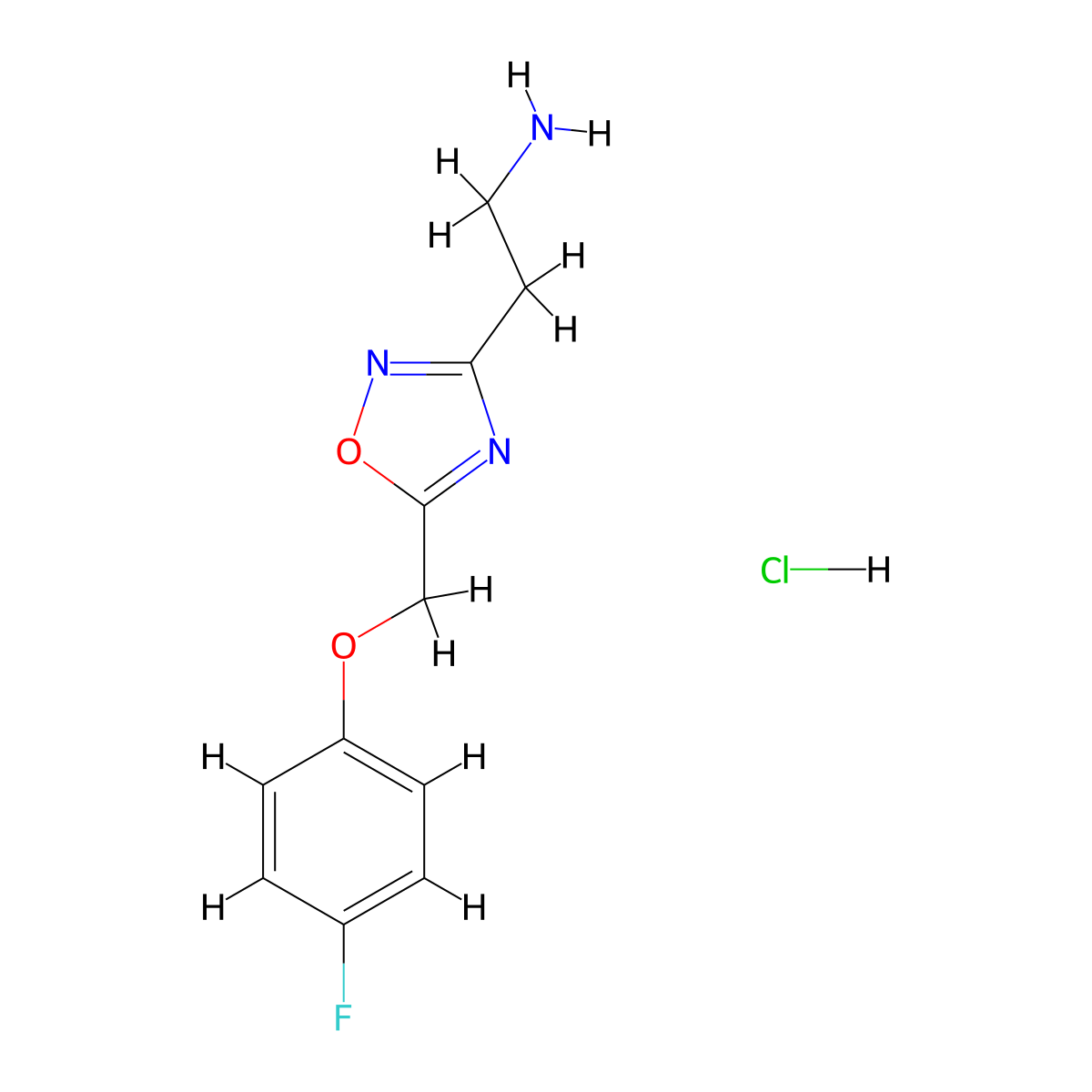 2-{5-[(4-Fluorophenoxy)methyl]-1,2,4-oxadiazol-3-yl}ethan-1-amine hydrochloride molecular structure, CAS 2228333-46-6